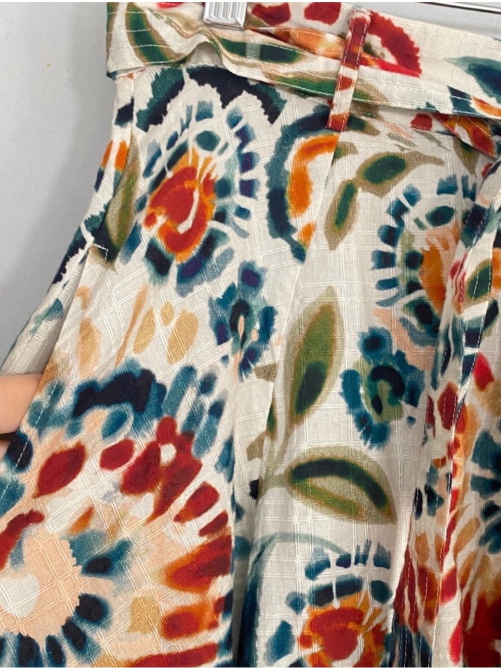 STELLA FOREST Floral Cotton Maxi Skirt Tie Waist Pockets Boho - Picture 5 of 8